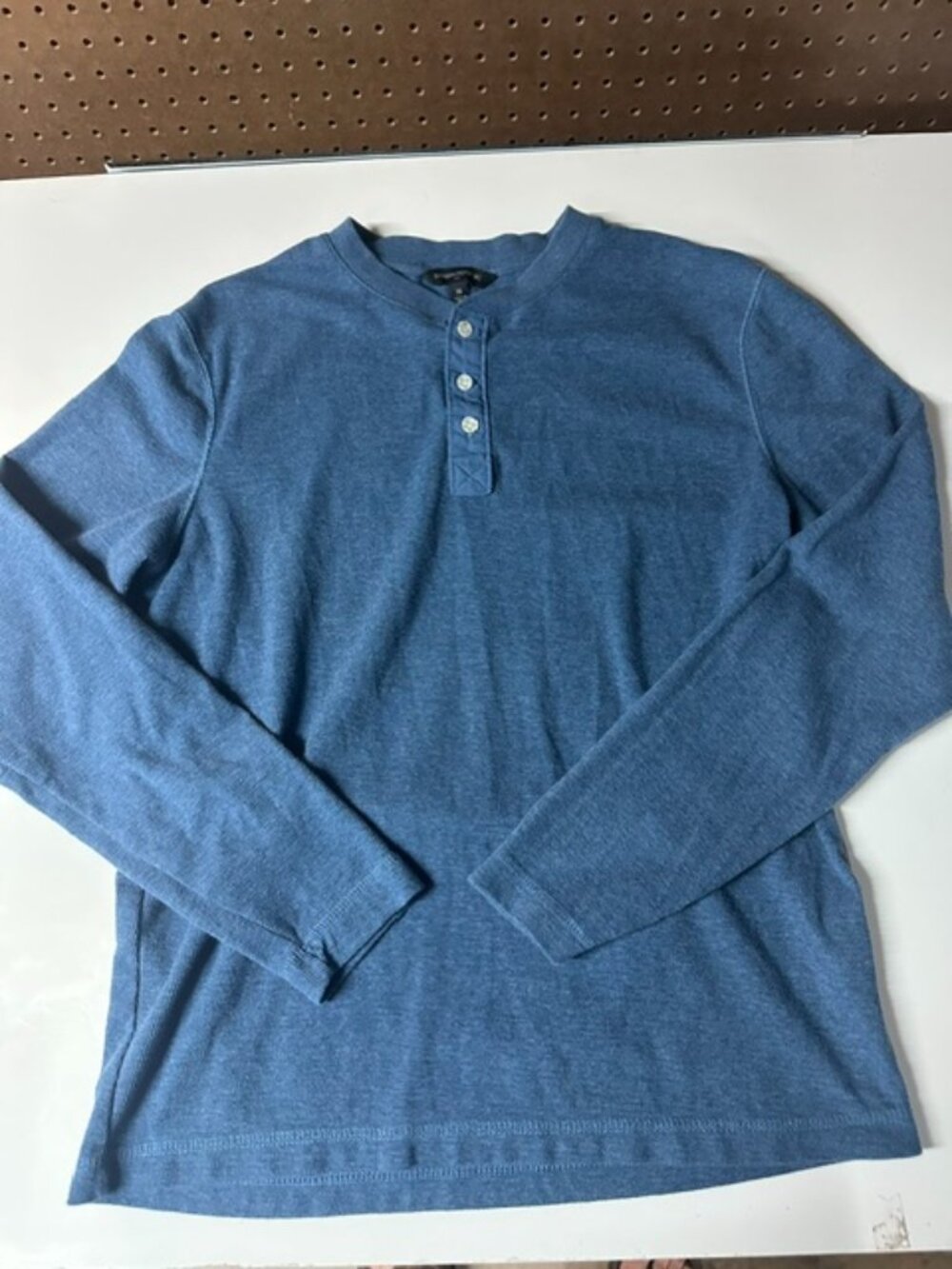 Banana Republic Henley Shirt Size Medium Blue Heather Long Sleeve  Slim Fit